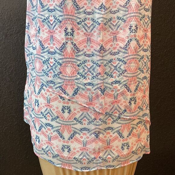 Cabi sea green, pink, blue medallion print sleeveless layered flowy tunic top - Picture 6 of 9